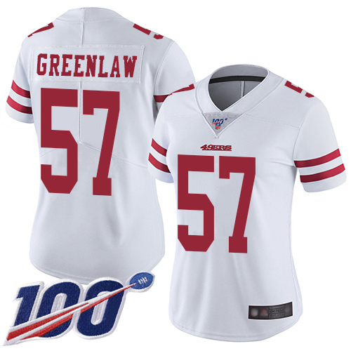 San Francisco 49ers Limited White Women Dre Greenlaw Road NFL Jersey #57 100th Season Vapor Untouchable->youth nfl jersey->Youth Jersey